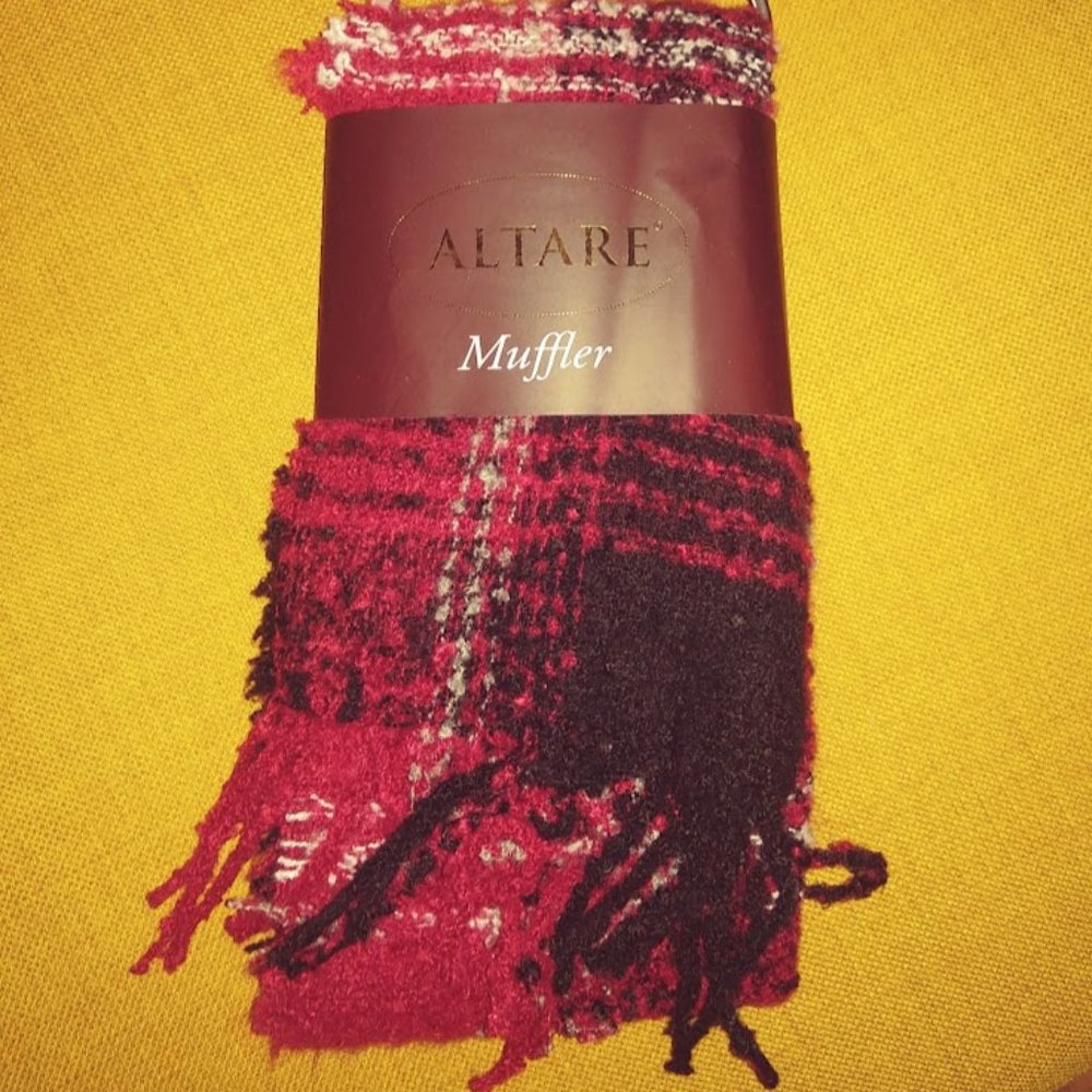 Altare Red Black Tartan Plaid Muffler Scarf